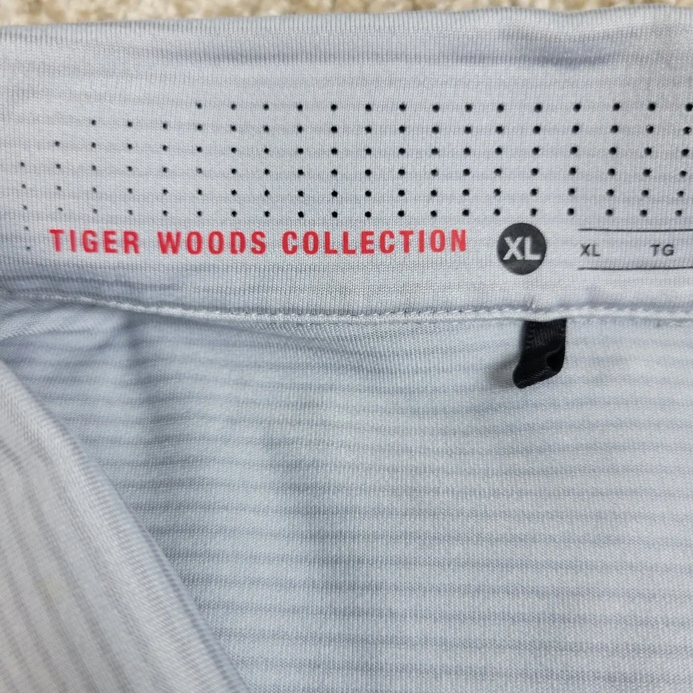 Nike Tiger Woods Collection Athletics Mens XL Gray Striped Performance Polo